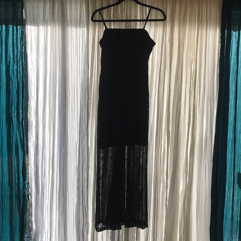 Floor length black dress